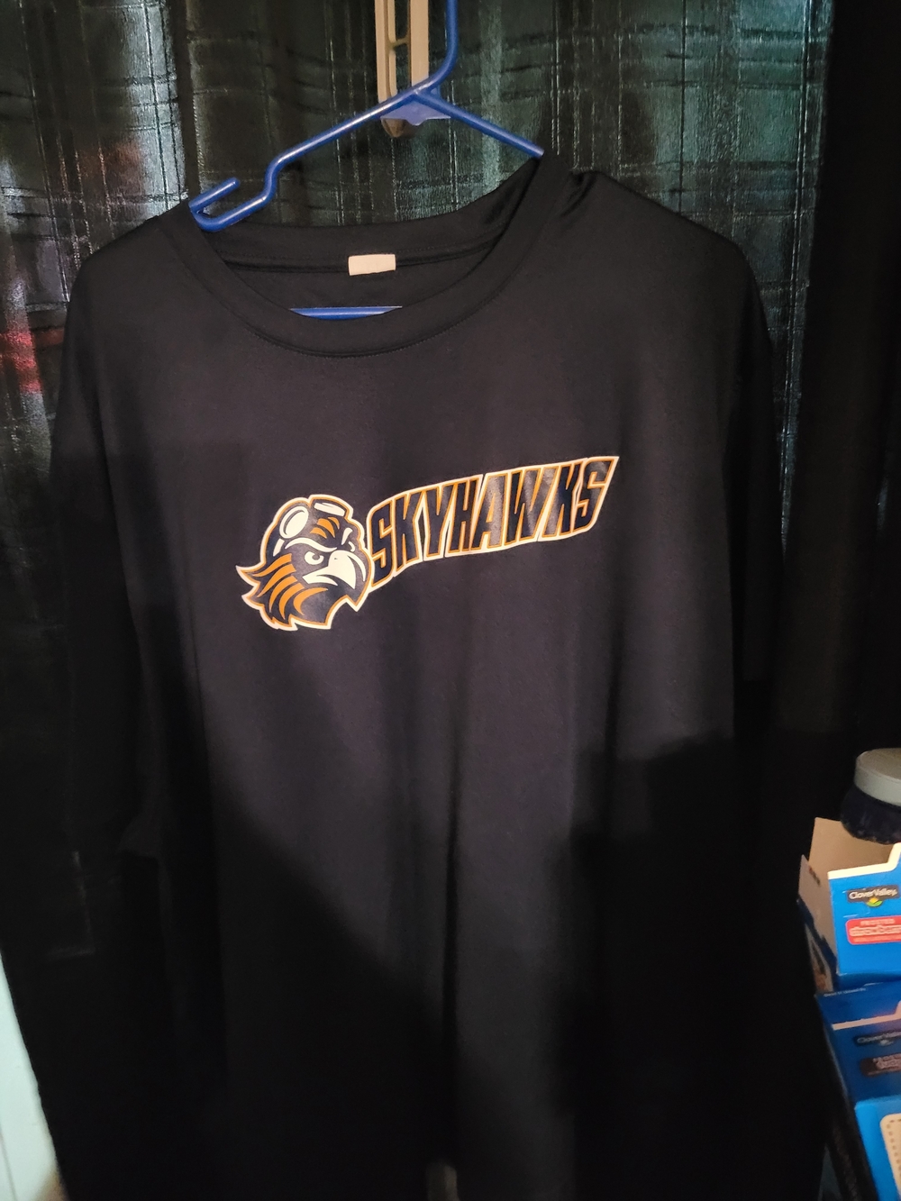 Skyhawks Black Long Sleeve Tee with Gold Logo